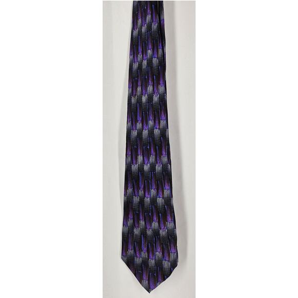 JEROME J. GARCIA VINTAGE MEN'S TIE 1996 COLLECTION BLACK/PURPLE/WHITE PATTERN - Picture 2 of 7